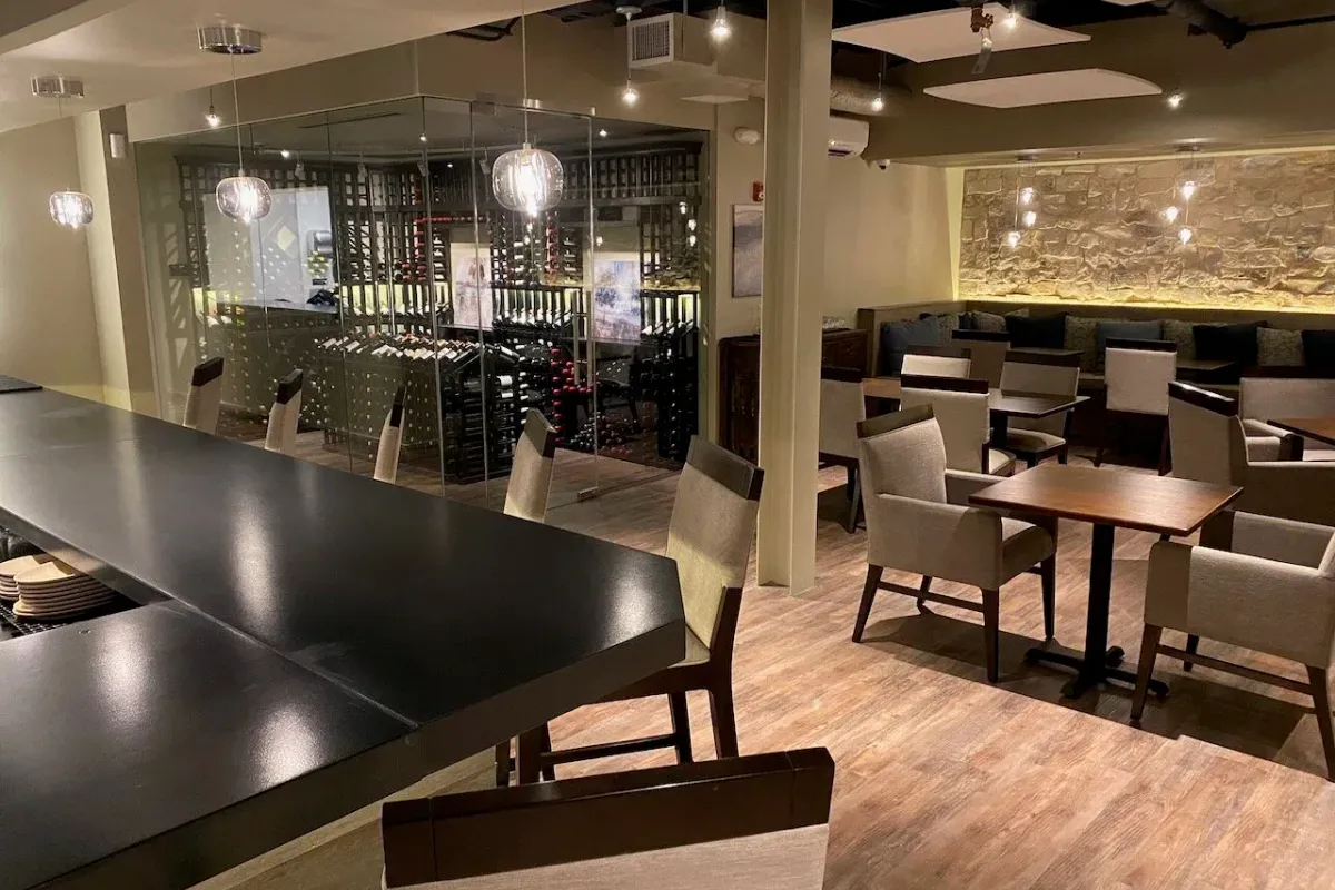Echelon Wine Bar interior with wine storage and seating
