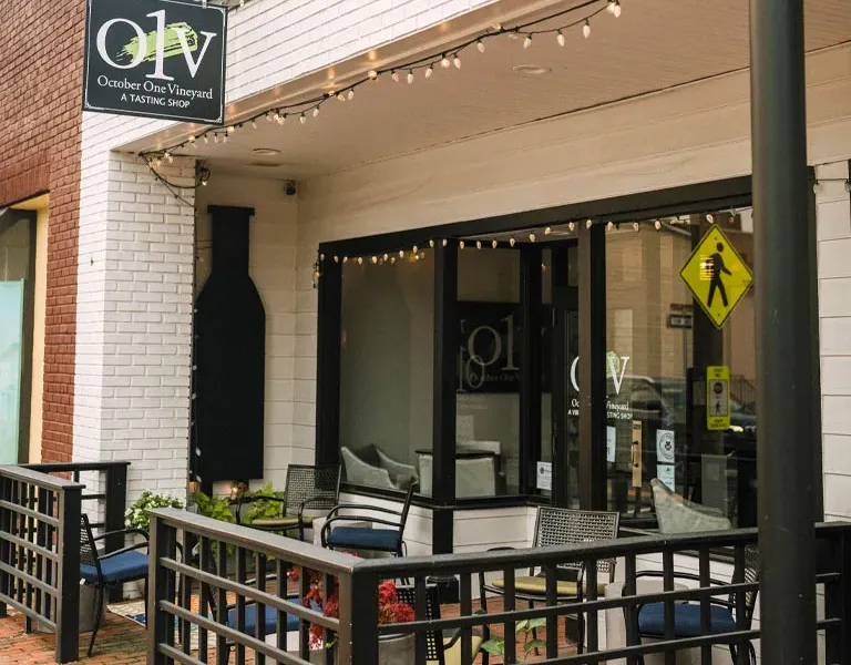 October One Vineyard tasting shop storefront in downtown Leesburg