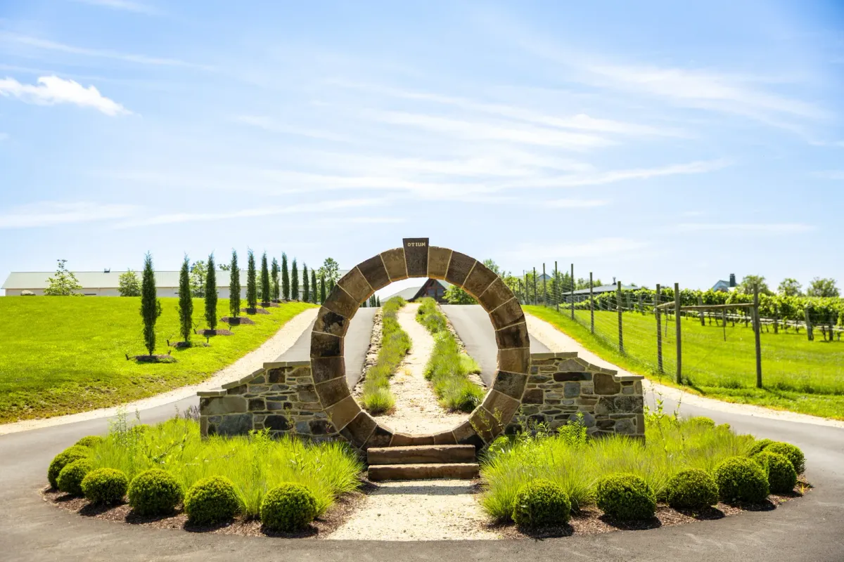 Tranquility Farm estate winery building and patio