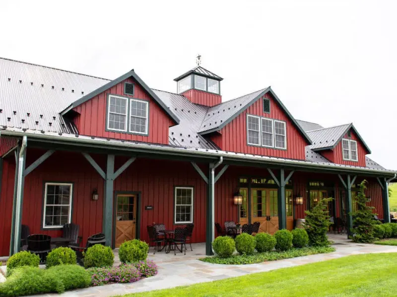 Williams Gap Vineyard tasting room and vineyard view